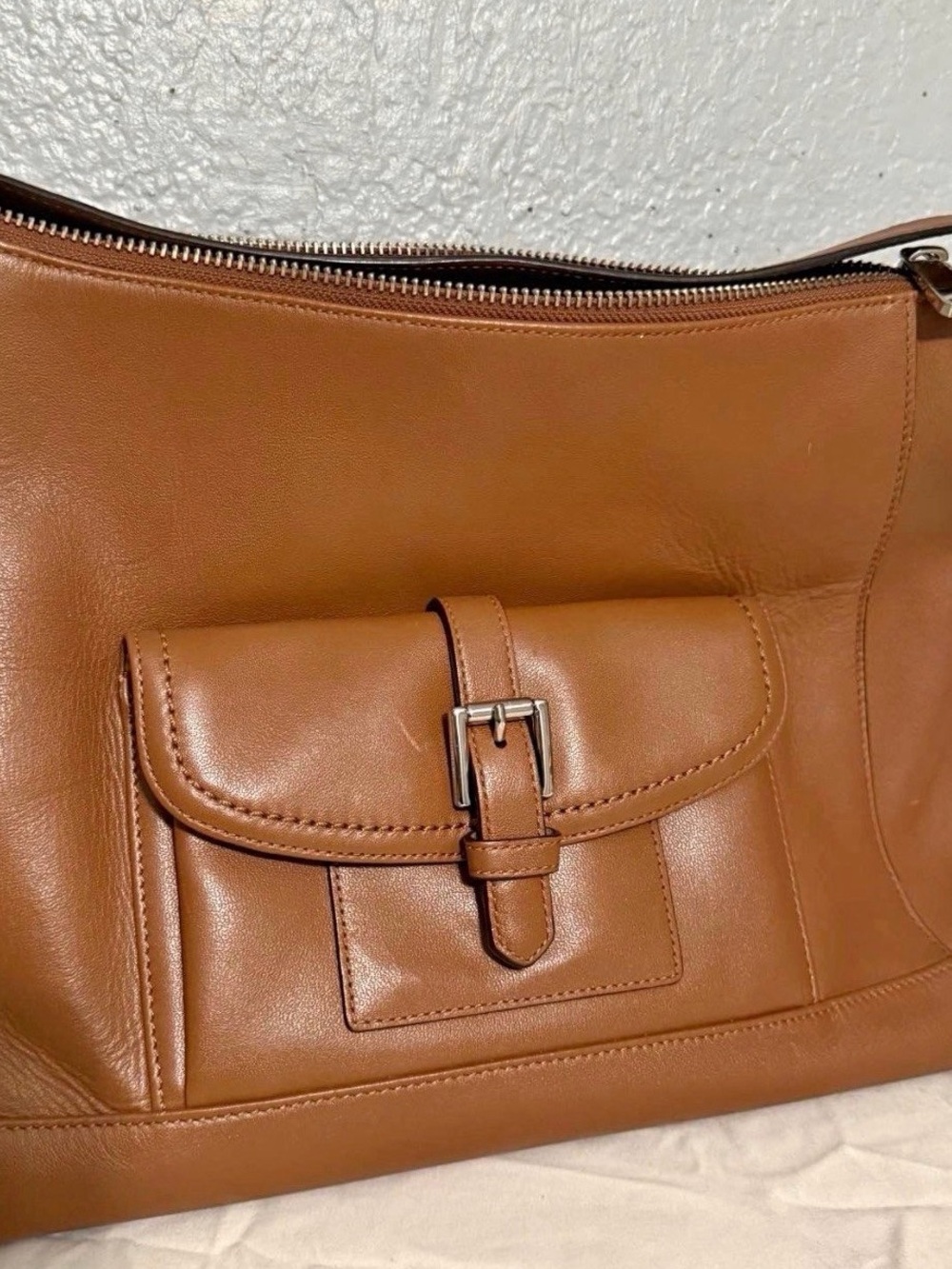 Coach Brown Large Shoulder Bag Zip & Magnetic Closure Buckle Pocket Lined